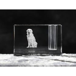 Kuvasz, Titular de la pluma de cristal con el perro, recuerdo, decoración, edición limitada, ArtDog