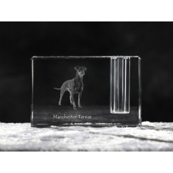 Manchester terrier, crystal pen holder with dog, souvenir, decoration, limited edition, Collection