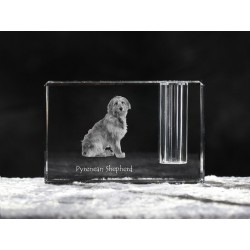 Pyrenean Shepherd, crystal pen holder with dog, souvenir, decoration, limited edition, Collection