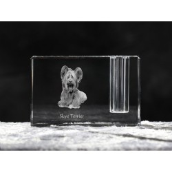 Skye terrier, crystal pen holder with dog, souvenir, decoration, limited edition, Collection
