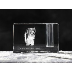 Biewer Terrier, Titular de la pluma de cristal con el perro, recuerdo, decoración, edición limitada, ArtDog