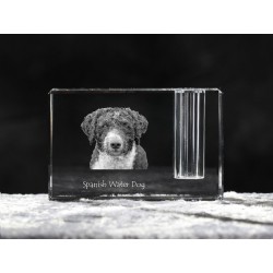 Perro de agua español, Titular de la pluma de cristal con el perro, recuerdo, decoración, edición limitada, ArtDog