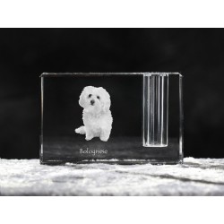 Bolognese, crystal pen holder with dog, souvenir, decoration, limited edition, Collection