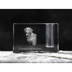 Retriever de Chesapeake, Titular de la pluma de cristal con el perro, recuerdo, decoración, edición limitada, ArtDog