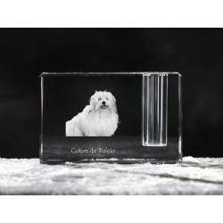 Coton de Tuléar, crystal pen holder with dog, souvenir, decoration, limited edition, Collection