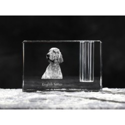 English Setter, Titular de la pluma de cristal con el perro, recuerdo, decoración, edición limitada, ArtDog