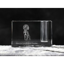 Perro de muestra alemán de pelo largo,Titular de la pluma de cristal con el perro,recuerdo,decoración,edición limitada,ArtDog