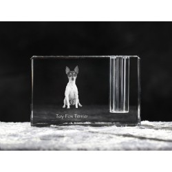 Toy terrier americano, Titular de la pluma de cristal con el perro, recuerdo, decoración, edición limitada, ArtDog