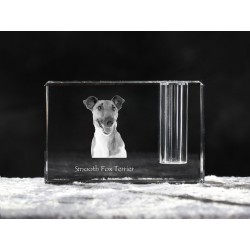 Fox terrier de pelo liso, Titular de la pluma de cristal con el perro, recuerdo, decoración, edición limitada, ArtDog