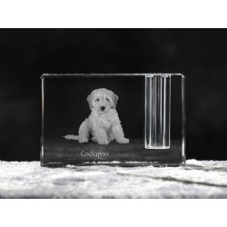 Cockapoo, crystal pen holder with dog, souvenir, decoration, limited edition, Collection
