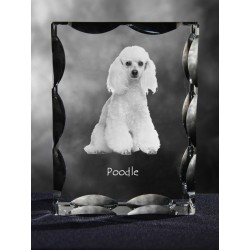 Pudel - kryształowy sześcian z wizerunkiem psa, wyjątkowy prezent!