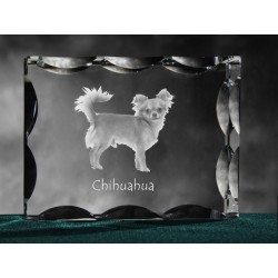 Chihuahua - kryształowy sześcian z wizerunkiem psa, wyjątkowy prezent!