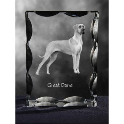Great Dane uncropped, Cubic crystal with dog, souvenir, decoration, limited edition, Collection
