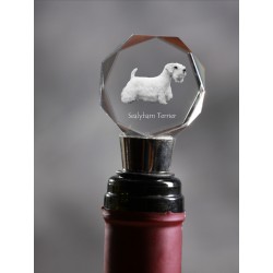 Sealyham terrier, Crystal tapón del vino con el perro, vino y los amantes del perro, alta calidad, regalo excepcional