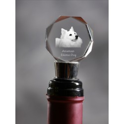 American eskimo dog, Crystal Wine Stopper with Dog, Wine and Dog Lovers, High Quality, Exceptional Gift