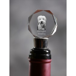 Old english sheepdog, Crystal Wine Stopper with Dog, Wine and Dog Lovers, High Quality, Exceptional Gift