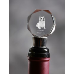 Icelandic Sheepdog, Crystal Wine Stopper with Dog, High Quality, Exceptional Gift