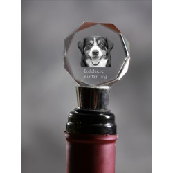 Entlebucher Mountain Dog, Crystal Wine Stopper with Dog, High Quality, Exceptional Gift