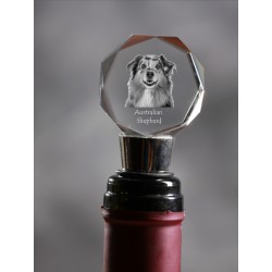 Australian Shepherd, Crystal Wine Stopper with Dog, High Quality, Exceptional Gift