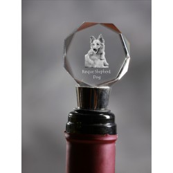 Basque Shepherd Dog, Crystal Wine Stopper with Dog, High Quality, Exceptional Gift