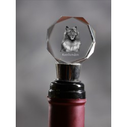 Keeshond, Crystal Wine Stopper with Dog, High Quality, Exceptional Gift