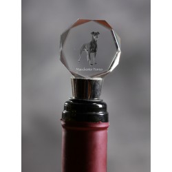 Manchester terrier, Crystal Wine Stopper with Dog, High Quality, Exceptional Gift
