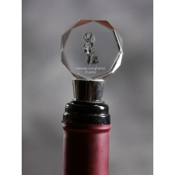 German Longhaired Pointer, Crystal Wine Stopper with Dog, High Quality, Exceptional Gift