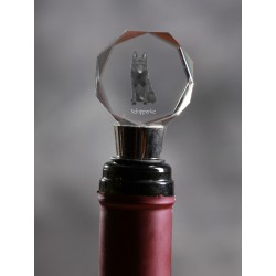 Schipperke - kryształowa zatyczka do wina z wizerunkiem psa, wyjątkowy prezent!