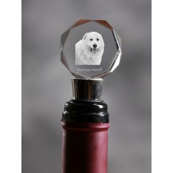 Pyrenean Mastiff, Crystal Wine Stopper with Dog, High Quality, Exceptional Gift