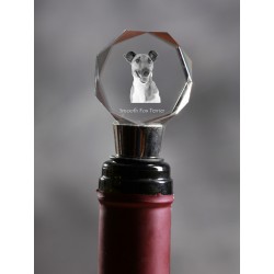 Fox terrier de pelo liso, Crystal tapón del vino con el perro, alta calidad, regalo excepcional