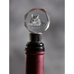 Maine Coon, Crystal Wine Stopper with Cat, High Quality, Exceptional Gift