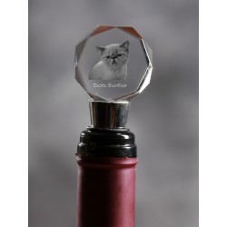 Exotic Shorthair, bouchon de cristal de vin avec le chat, de haute qualité, don exceptionnel
