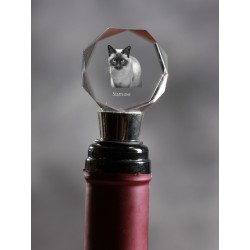 Siamois (chat), bouchon de cristal de vin avec le chat, de haute qualité, don exceptionnel