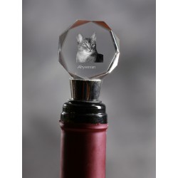 Kot abisyński - kryształowa zatyczka do wina z wizerunkiem kota, wyjątkowy prezent!