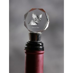 Devon rex, Crystal Wine Stopper with Cat, High Quality, Exceptional Gift