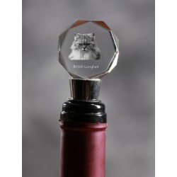 British longhair, Crystal Wine Stopper with Cat, High Quality, Exceptional Gift