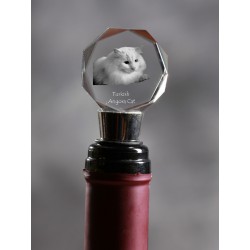Turkish Angora, Crystal Wine Stopper with Cat, High Quality, Exceptional Gift