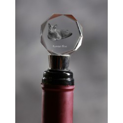Russian Blue, Crystal Wine Stopper with Cat, High Quality, Exceptional Gift
