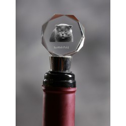 Scottish Fold, Crystal Wine Stopper with Cat, High Quality, Exceptional Gift