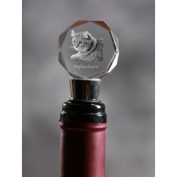 Highland Lynx, bouchon de cristal de vin avec le chat, de haute qualité, don exceptionnel