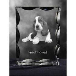 Basset - kryształowy sześcian z wizerunkiem psa, wyjątkowy prezent!