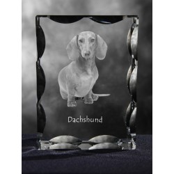 Dachshund smoothhaired, Cubic crystal with dog, souvenir, decoration, limited edition, Collection