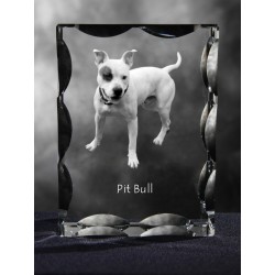 Pit bull terrier americano, de cristal con el perro, recuerdo, decoración, edición limitada, ArtDog