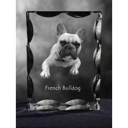 Buldog francuski - kryształowy sześcian z wizerunkiem psa, wyjątkowy prezent!