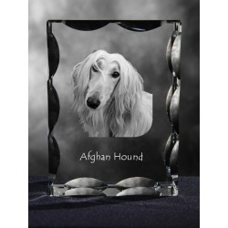 Chart afgański - kryształowy sześcian z wizerunkiem psa, wyjątkowy prezent!