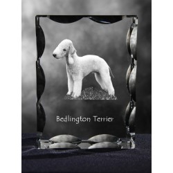 Bedlington Terrier - kryształowy sześcian z wizerunkiem psa, wyjątkowy prezent!
