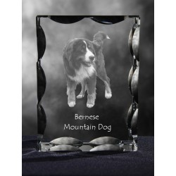 Berneński pies pasterski - kryształowy sześcian z wizerunkiem psa, wyjątkowy prezent!