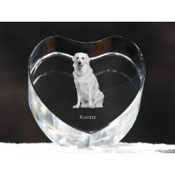 Kuvasz, crystal heart with dog, souvenir, decoration, limited edition, Collection