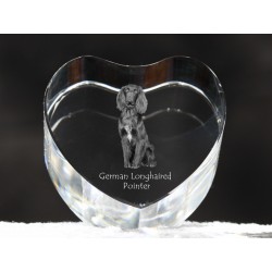 German Longhaired Pointer, crystal heart with dog, souvenir, decoration, limited edition, Collection
