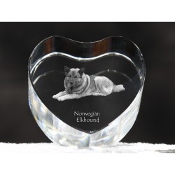 Elkhund szary - kryształowe serce z wizerunkiem psa, dekoracja, prezent, kolekcja!